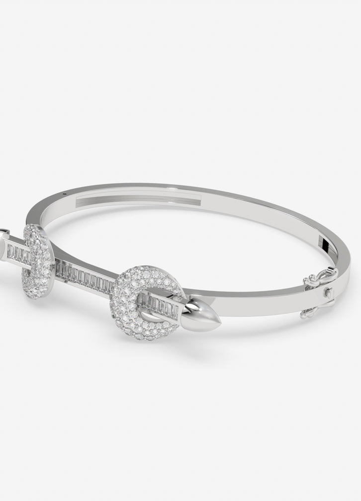 Regalia Curve Bangle In White Gold