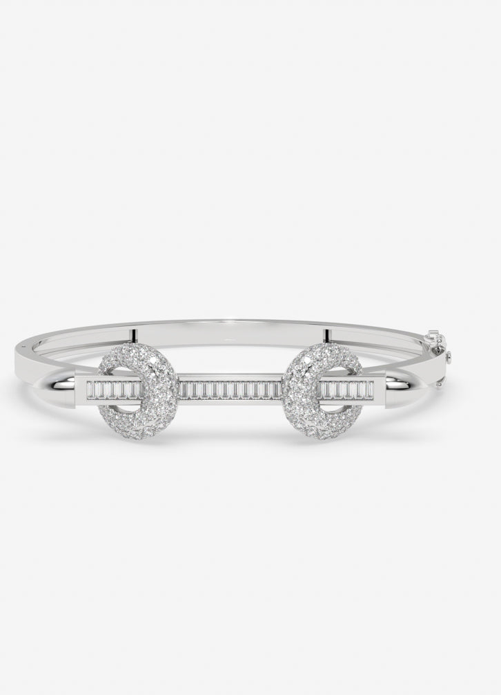 Regalia Curve Bangle In White Gold